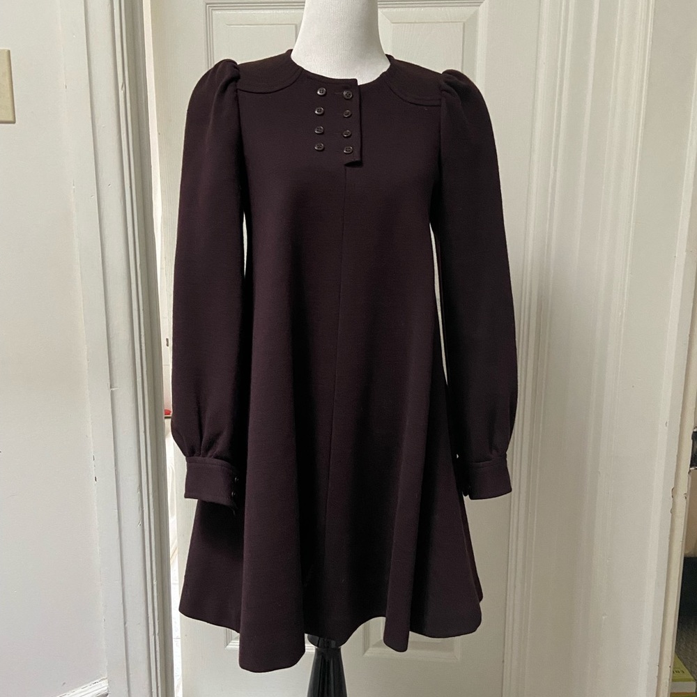 Vintage Gerard Darel Paris long sleeve dress.  Wine colored.